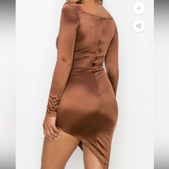 PRIVY SATIN WAIST RIBBON TIE ASYMMETRICAL BODYCON DRESS - Picture 3 of 4